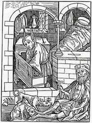 Delle ricchezze improduttive, illustrazione dalla traduzione inglese di Alexander Barclay di 